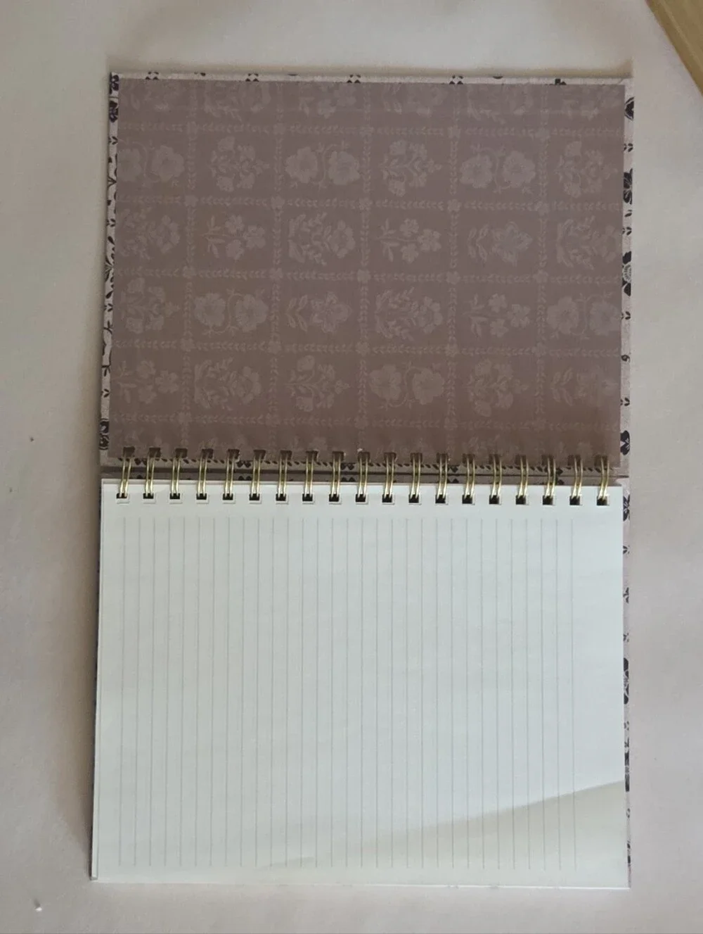Clementine Black Floral Grid Large Spiral Hardcover Ruled Notebook